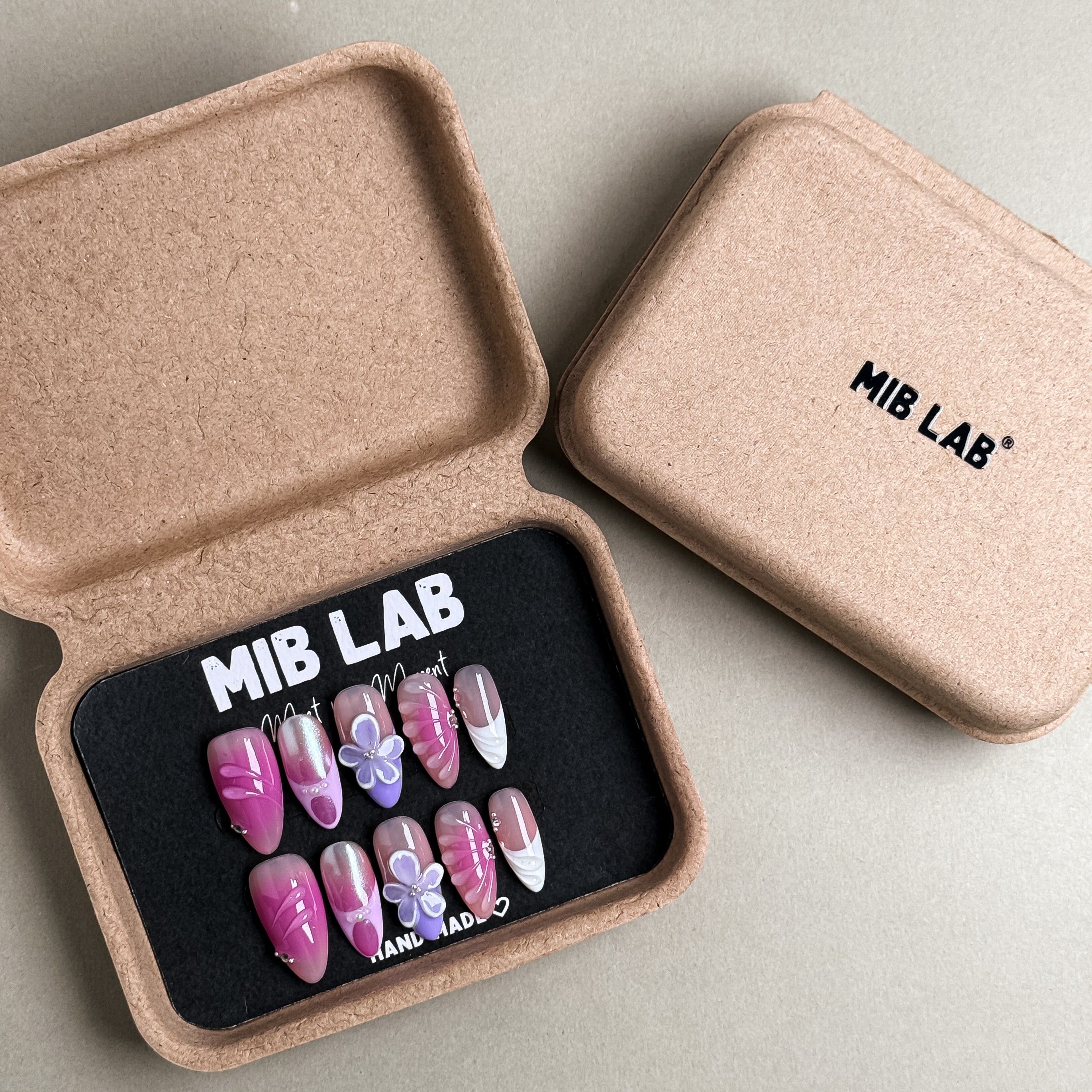 MIBLAB packaging box featuring the Sun Stain nail design