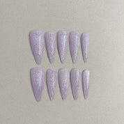 Faux Ongles R¡§|utilisables MIBLAB lilas paillet¡§| en forme stiletto, Press-On Nails Premium Gen¡§¡§ve