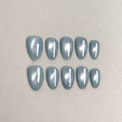 Faux Ongles R¡§|utilisables MIBLAB gris bleut¡§| m¡§|tallis¡§|, Press-On Nails Premium Gen¡§¡§ve