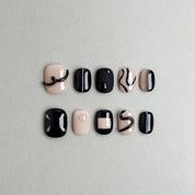 Pitch ongles press-on noirs et nude premium MIBLAB, faux ongles réutilisables à Genève