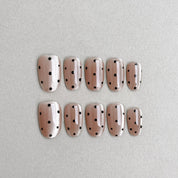 Faux Ongles R¡§|utilisables MIBLAB nude ¡§¡è pois noirs, Press-On Nails Premium Gen¡§¡§ve