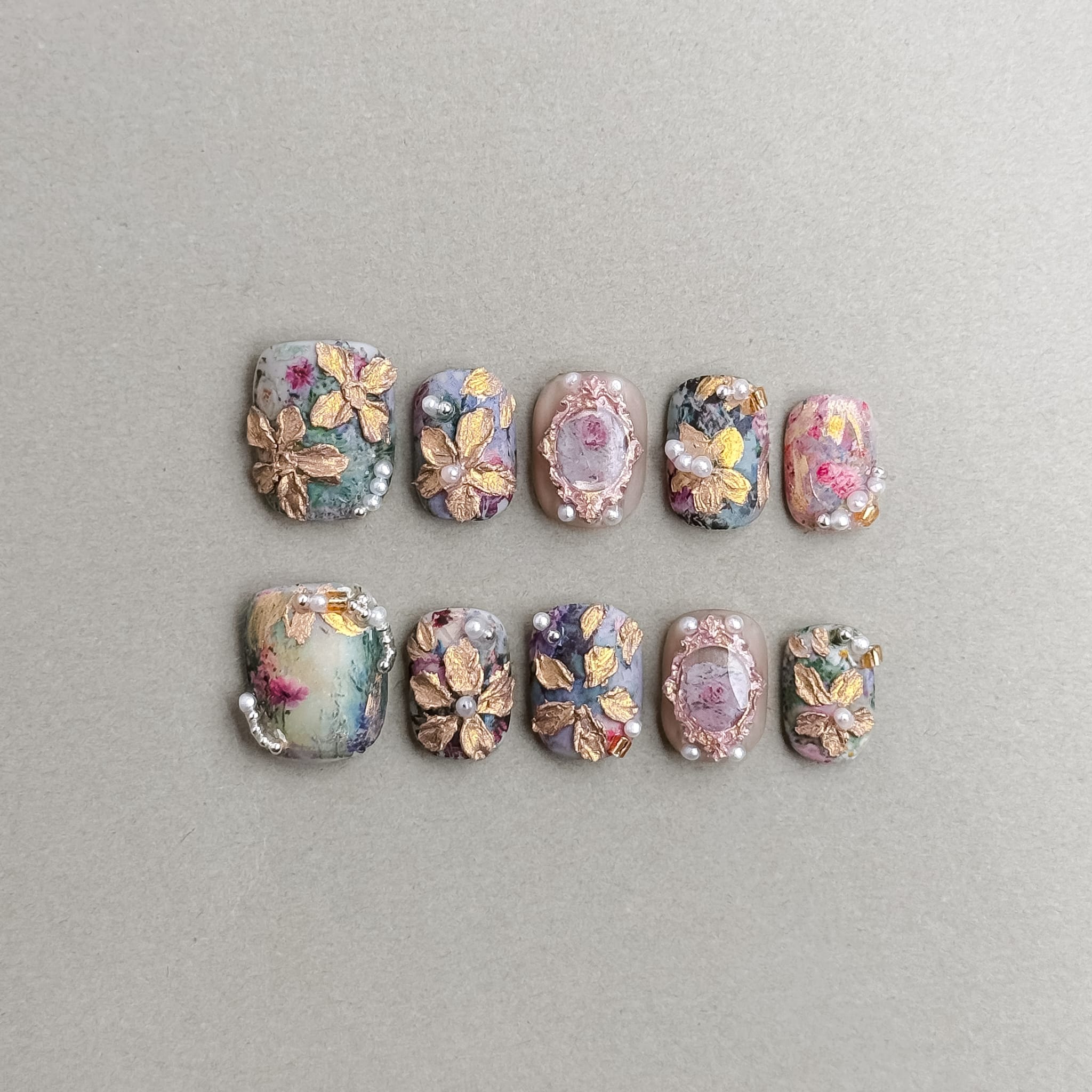 Giverny et Moi ongles press-on artistiques multicolores premium MIBLAB, faux ongles réutilisables à Genève