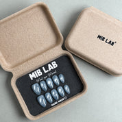 Coffret MIBLAB Press-On Nails argent bleut¡§| dans bo?te ¡§|l¡§|gante, Boutique Faux Ongles Gen¡§¡§ve